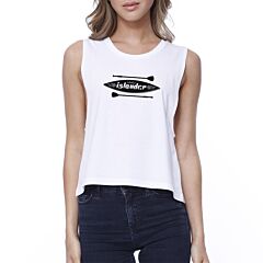 Islander Paddle Board Womens White Dropped Arm Hole Crop Top Cotton