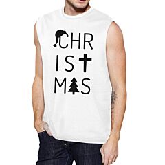 Christmas Letters Mens White Muscle Top