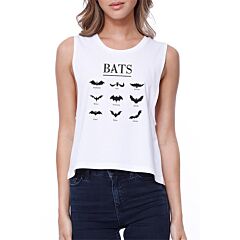 Bats Crop Tee Sleeveless Shirt Junior Tank Top Perfect For Halloween