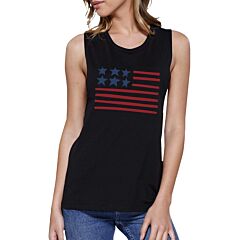 USA Flag Sleeveless Muscle Top For Women Cute Gifts For Army Wives