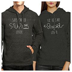 Her Stupid Lover And My Stupid Lover Matching Couple Dark Grey Hoodie