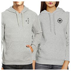 Bow And Arrow To Heart Target Matching Couple Grey Hoodie