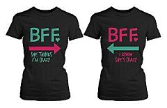 Funny Best Friend Shirts - Crazy BFF Matching Black Cotton T-Shirts