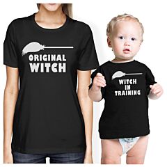 Original Witch And Witch In Training Mom and Baby Matching Black Shirt