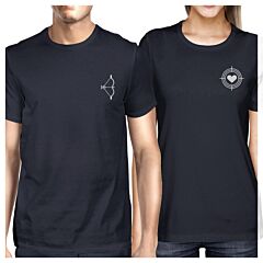 Bow And Arrow To Heart Target Matching Couple Navy Shirts