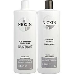 Nioxin By Nioxin System 1 Scalp Therapy Conditioner And Cleanser Shampoo For Natural Hair With Light Thinning Liter Duo - As Picture