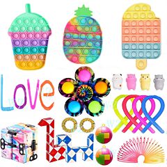 Pop Fidget Toys Multi-item Fidget Toy Pack Sensory Fidget Pack Anti-anxiety Stress Relief Fidget Toys Set Party Favors Birthday Gifts For Adults Kids (24pcs-a) - As Pic