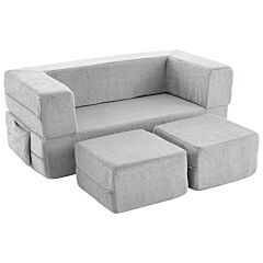 Kids Couch Modular Loveseat Children Furniture For Playroom - Grey