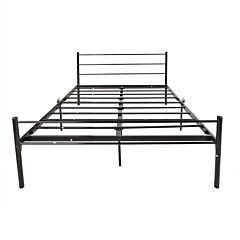 Metal Platform Bed Frame With Headboard/no Box Spring Needed/easy To Assemble, Queen Rt - Black