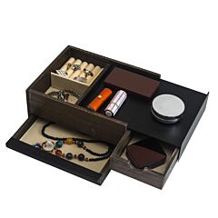 Two Layer Multi Extraction Jewelry Tray And Metal Frame For Easy Storage And Access - Walnut Rt - Walnut