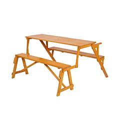 138.5*137*75cm Solid Wood Load-bearing 150kg Dual-purpose Conjoined Table And Chair - Wood Color