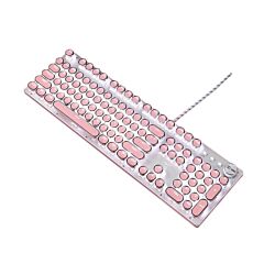 Mechanical Keyboard And Mouse Set Wired Round Key Wireless Laptop Desktop - Ultimate Editiongreen Axis Wh