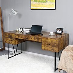 Fch 160*73*77.5 Cm Retro Wood Chipboard Four-drawing Computer Desk - As Pic