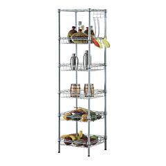 Concise 6 Layers Carbon Steel & Pp Storage Rack Silver Gray  Yj - Silver