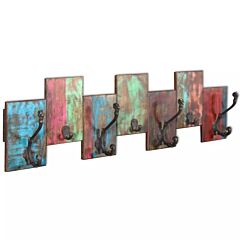 Coat Rack With 7 Hooks Solid Reclaimed Wood - Multicolour