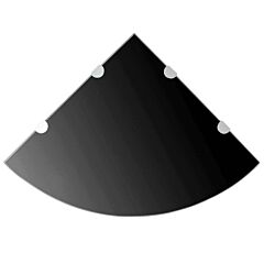 Corner Shelf With Chrome Supports Glass Black 17.7"x17.7" - Black