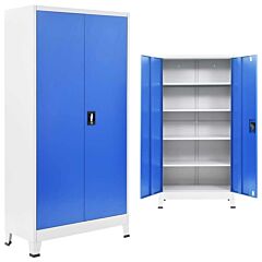 Office Cabinet Metal 35.4"x15.7"x70.9" Gray And Blue - Blue