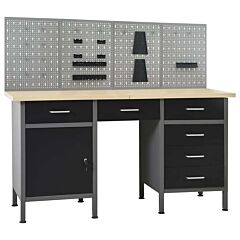 Workbench With Four Wall Panels - Black