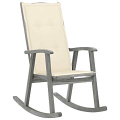 Rocking Chair With Cushions Gray Solid Acacia Wood - Grey