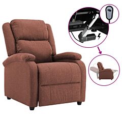 Electric Tv Recliner Chair Brown Fabric - Brown