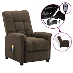 Electric Massage Recliner Brown Fabric - Brown