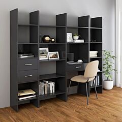 4 Piece Book Cabinet Set Gray Chipboard - Grey