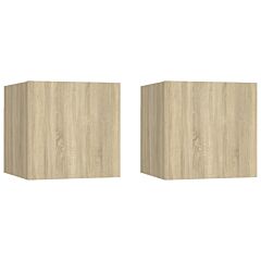 Bedside Cabinets 2 Pcs Sonoma Oak 12"x11.8"x11.8" Chipboard - Brown
