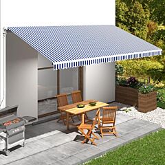 Awning Top Sunshade Canvas Blue & White 236.2"x300" - Blue