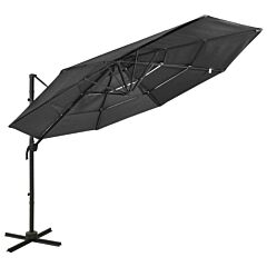 4-tier Parasol With Aluminum Pole Anthracite 118.1"x118.1" - Anthracite