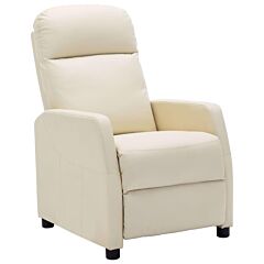 Reclining Chair Cream White Faux Leather - White