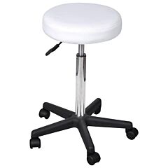 Office Stool White Faux Leather - White