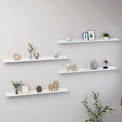 Wall Shelves 4 Pcs High Gloss White 39.4"x3.5"x1.2" - White
