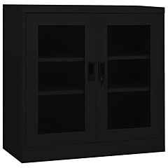 Office Cabinet Black 35.4"x15.7"x35.4" Steel - Black