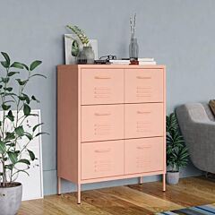 Drawer Cabinet Pink 31.5"x13.8"x40" Steel - Pink