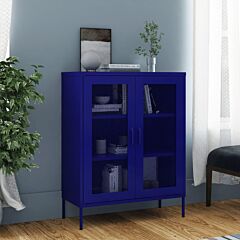 Storage Cabinet Navy Blue 31.5"x13.8"x40" Steel - Blue