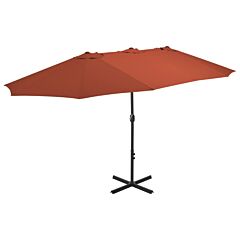Outdoor Parasol With Aluminum Pole 181.1"x106.3" Terracotta - Orange