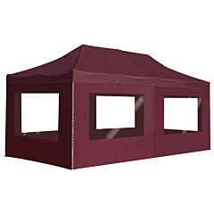 Professional Folding Party Tent With Walls Aluminium 236.2"x118.1" Wine Red - Red