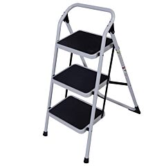 Home Use 3-step Short Handrail Iron Ladder Black & White Yf - Black & White