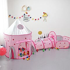 3 In 1 Rocket Ship Play Tent - Indoor/outdoor Playhouse Set For Babies,toddleers Xh - As Picture
