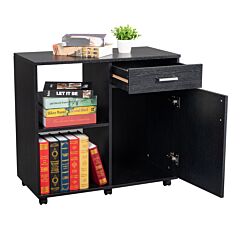 Three Layers Left Frame Right Cabinet Mdf And Pvc Wooden Filing Cabinet Black - Black