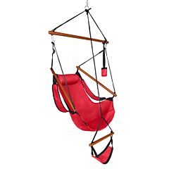 Oxford Cloth Hardwood With Cup Holder Wooden Stick Perforated 100kg Seaside Courtyard Oxford Cloth Hanging Chair Red - Red