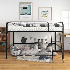 Low Loft Twin Metal Bed With Sturdy Steel Frame , No Box Spring Needed, Black - Queen Black