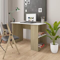 Desk White And Sonoma Oak 43.3"x23.6"x28.7" Chipboard - Brown