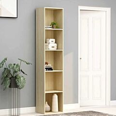 Book Cabinet Sonoma Oak 15.7"x11.8"x74.4" Chipboard - Brown