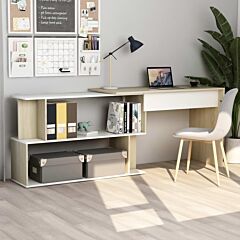 Corner Desk White And Sonoma Oak 47.2"x19.7"x29.9" Chipboard - Beige