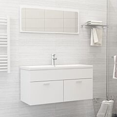 2 Piece Bathroom Furniture Set White Chipboard - White
