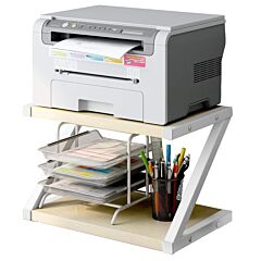 Desktop Stand For Printer - Desktop Shelf As Storage Shelf, Book Shelf, 2-tier Tray With Hardware & Steel Rt - Light Beige