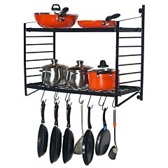 2-tiered Wall Mounted Pot Rack - Black