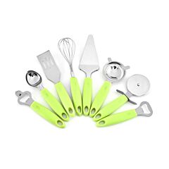Kitchen Utensils Set 8 Pieces Stainless Steel With Silicone Handle Non Stick Kitchenware Set Home Kitchen Tools Gadgets - Green