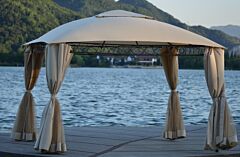 Quality Double Tiered Grill Canopy, Outdoor Bbq Gazebo Tent With Uv Protection, Beige - Beige